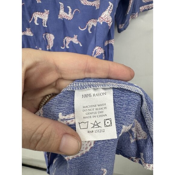 Michelle McDowell Leopard Novelty Animal Dress Women Large Periwinkle Retro - Picture 4 of 6